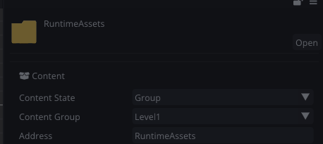 A folder's Inspector: the Content section with its Content State set to a group, the effective Content Group, and the derived Address.
